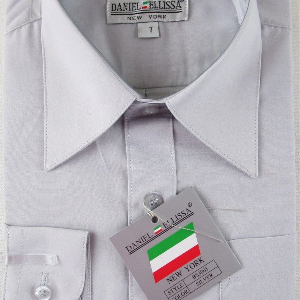 NWT Daniel Ellissa Boy's LS Silver Gray Dress Shirt, Size 7